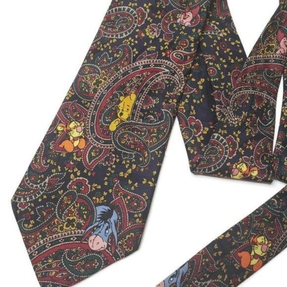 Disney Winnie The Pooh Paisley Silk Tie Featuring Pooh & Friends Multicolor - Picture 4 of 5